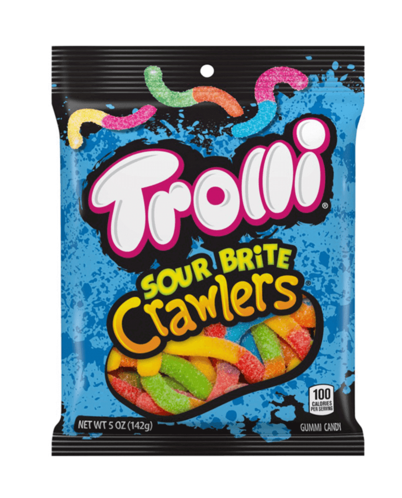 Trolli Sour Brite Crawlers Gummies Peg Bag 5oz / 142g