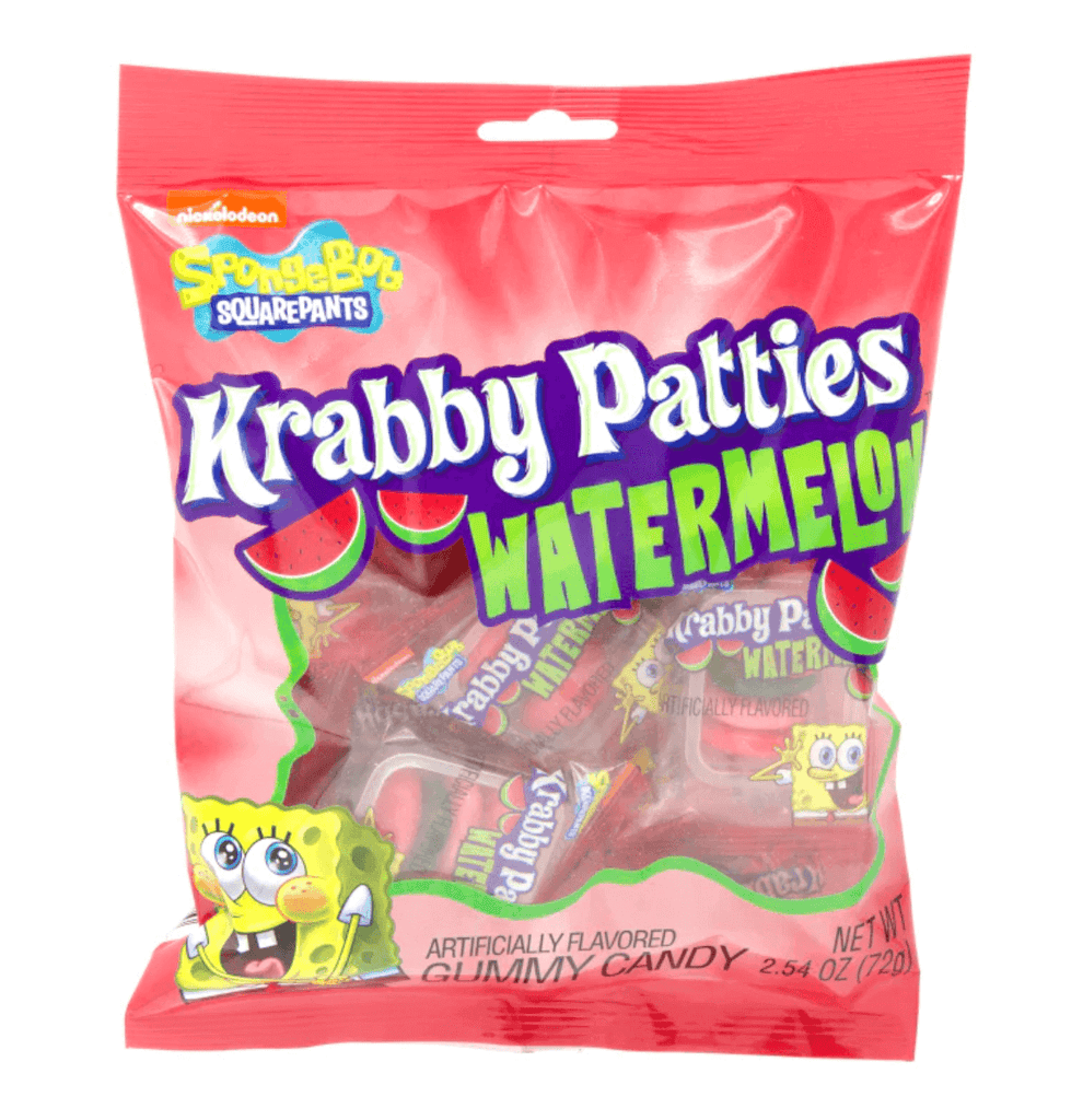 SpongeBob Squarepants Gummy Krabby Patties Watermelon Peg Bag 2.54oz / 72g