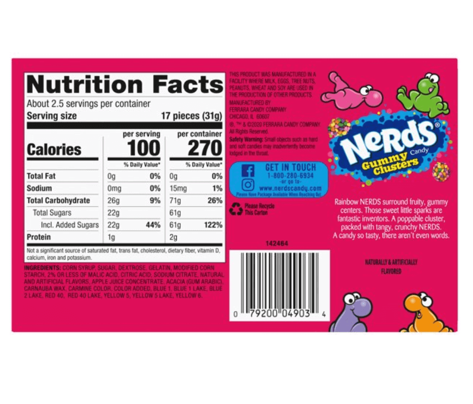 Wonka Nerds Gummy Clusters Theater Box 3 oz 85g 1