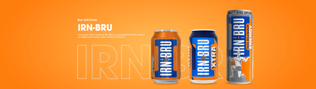 Launched in 1901 in Scotland, IRN-BRU is a carbonated soft drink made to an original secret recipe, which contains 32 flavours.