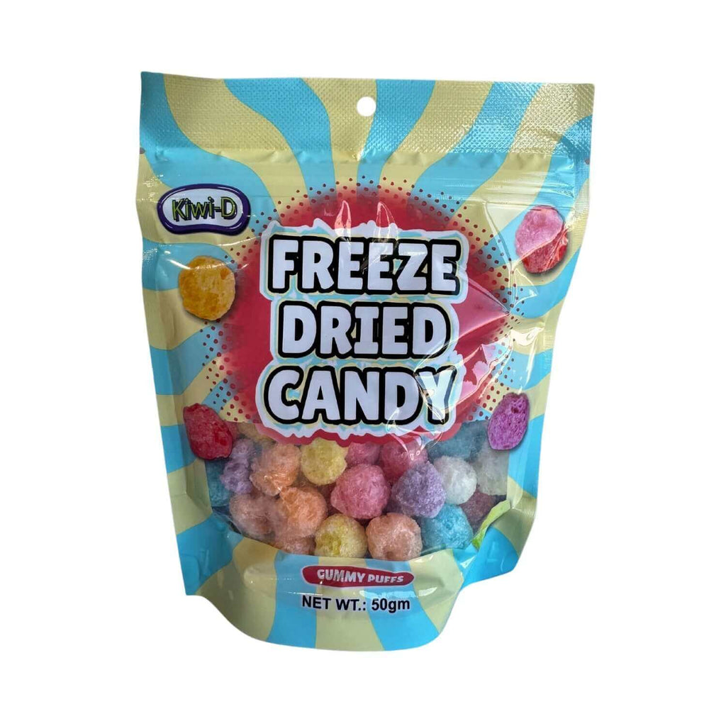 Freeze dried gummy puffs