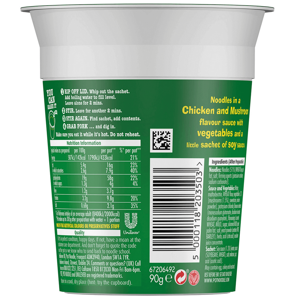 Pot Noodles Chicken & Mushroom 90g 1