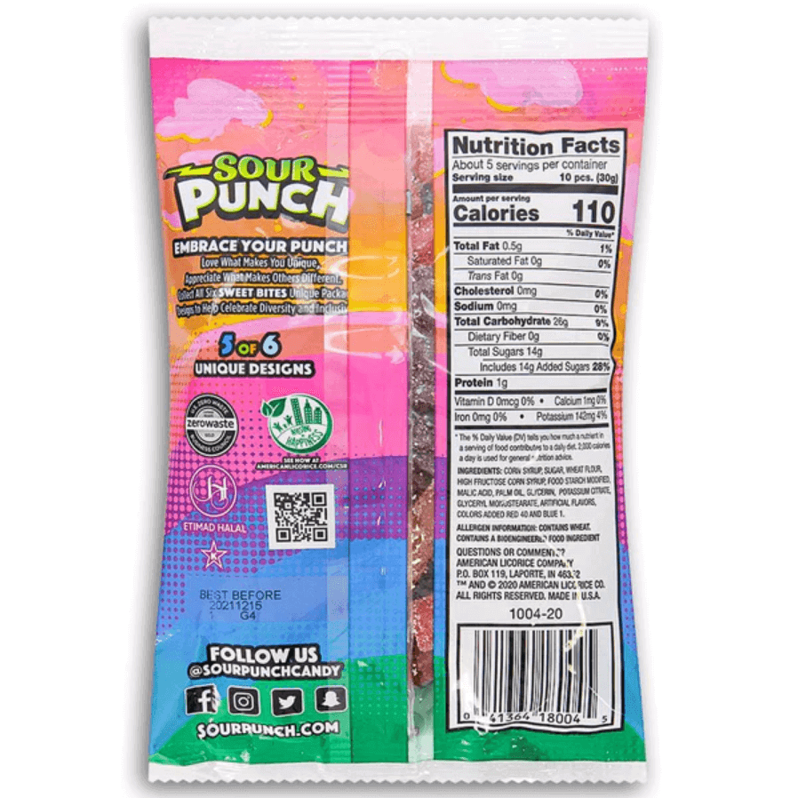 Sour Punch Not So Sour Bites Peg Bag 141.7g Barcode