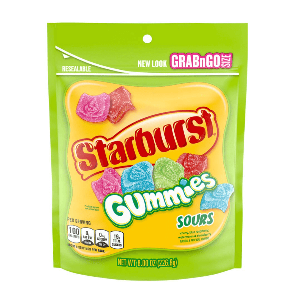 Starburst Sour Gummies Peg Bag 8oz 226.8g