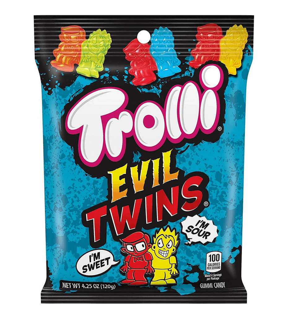 Trolli Evil Twins Sour Gummy Peg Bag 4.25oz 120g