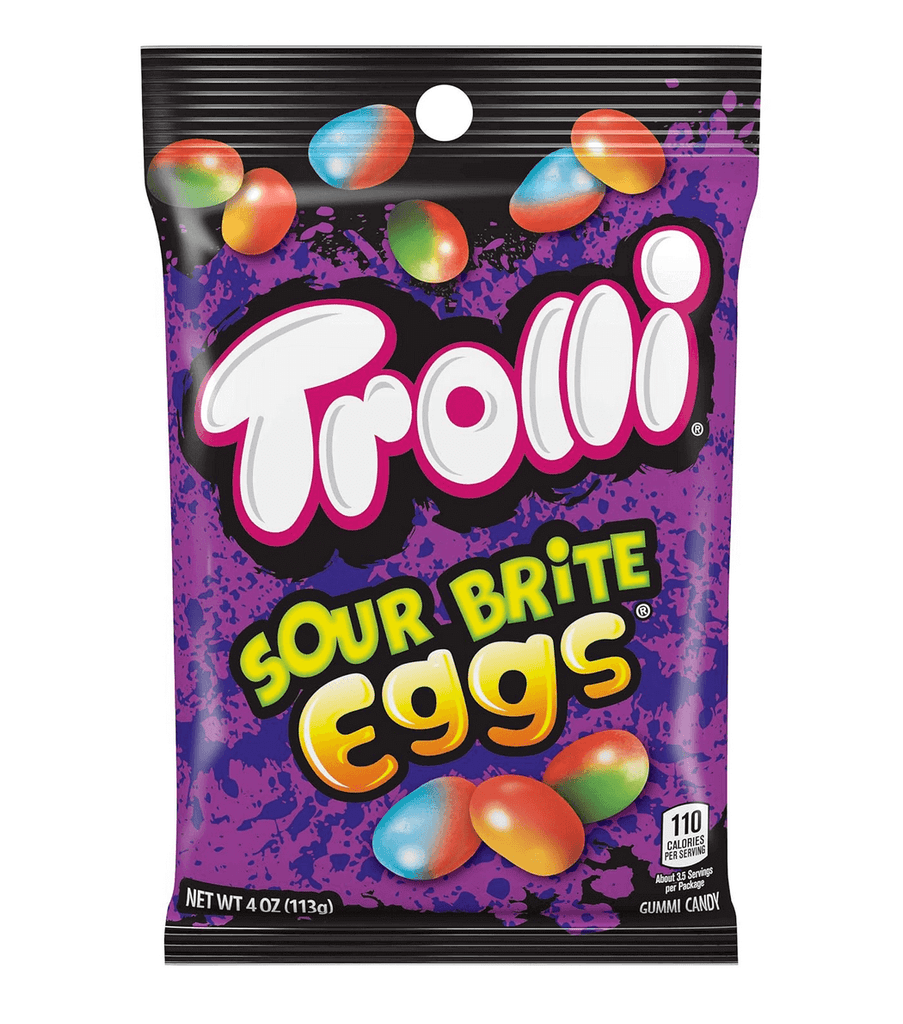 Trolli Sour Brite Eggs Gummies Peg Bag 4oz / 113g