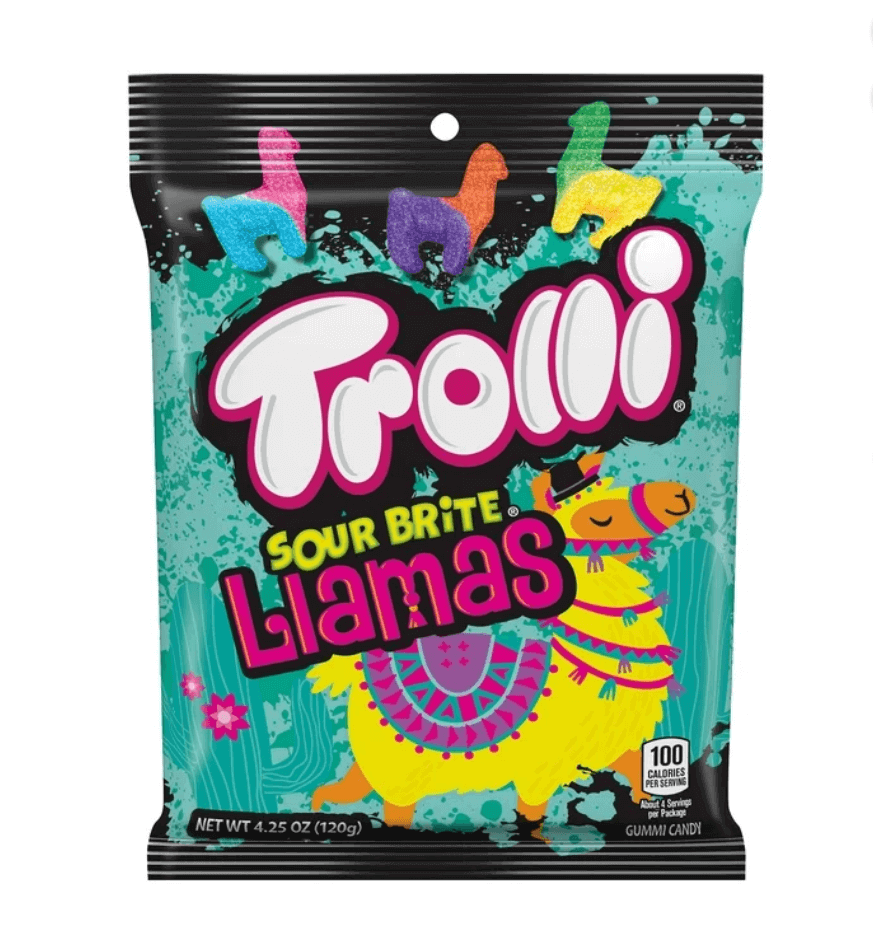 Trolli Sour Brite Llamas Gummies Peg Bag 4.25oz / 120g