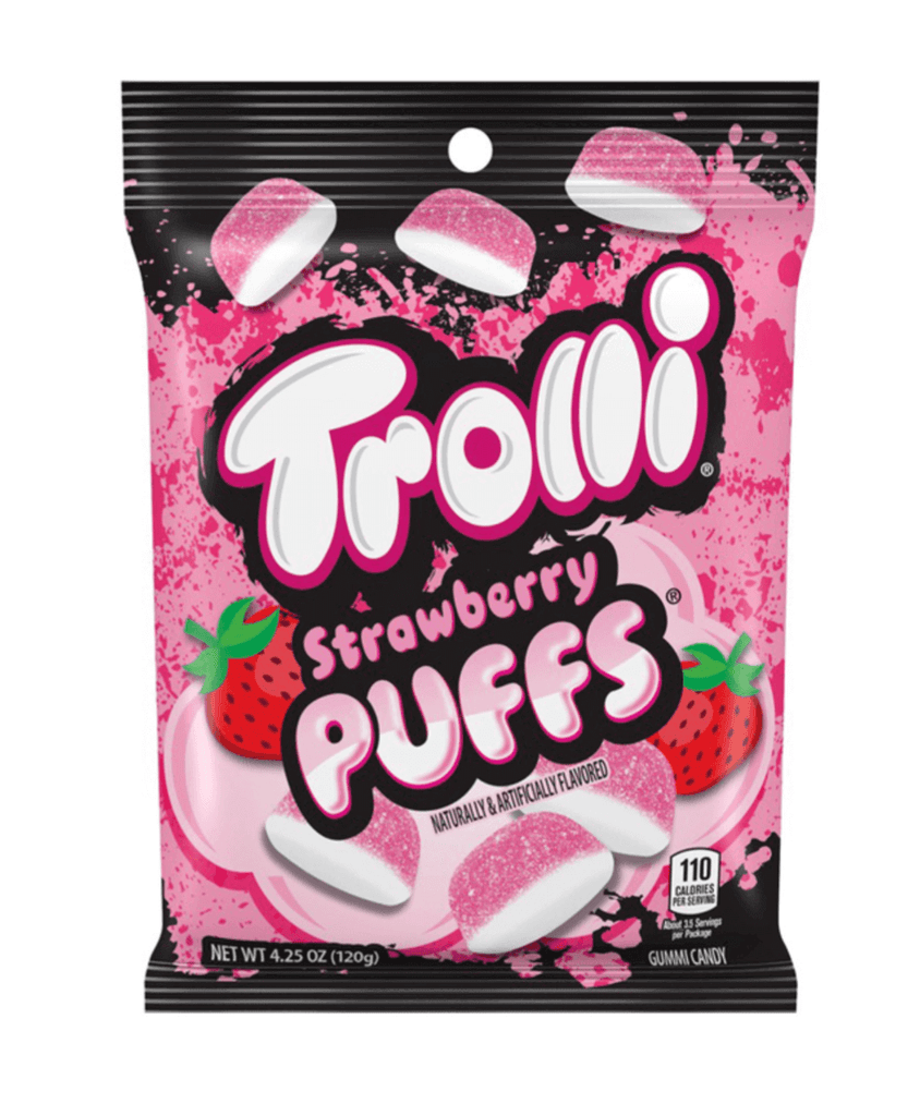 Trolli Strawberry Puffs Gummies Peg Bag 4.25oz / 120g