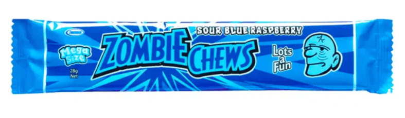 Zombie chews blue raspberry